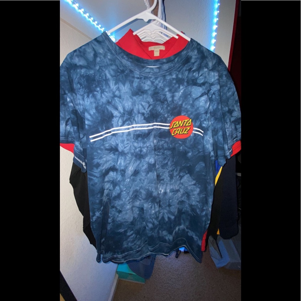 LARGE Mens Santa Cruz tie-dye blue t-shirt